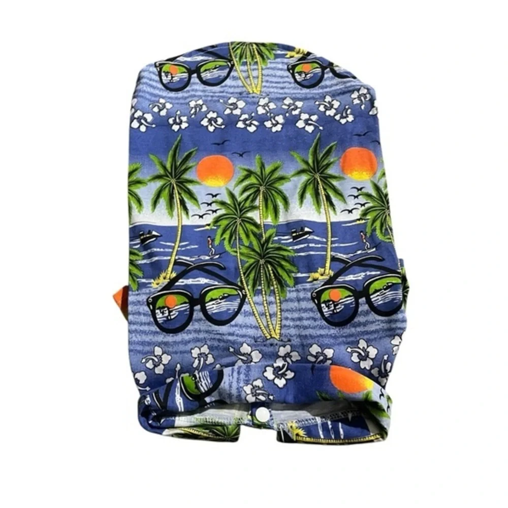 Hawaiian Beach Coconut Tree Print Dog Shirt Summer Camp Shirt Clothes (Blue, M)